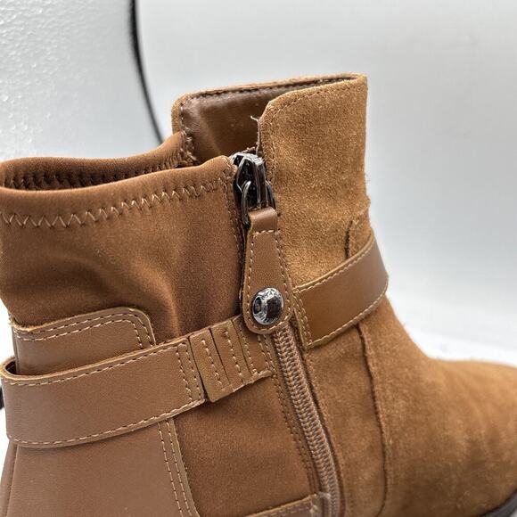 Isaac Mizrahi Live Women’s Brown Suede Side‑Zip Buckle Ankle Booties US 8.5 W - Picture 8 of 14
